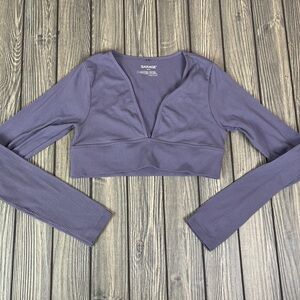 Garage Purple Cropped Ribbed Athletic Top Long Sleeve Women's Medium